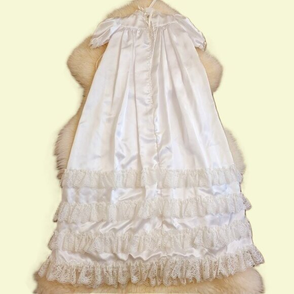 Vintage Angel Wear Satin Christening/Baptism Gown & Bonnet 4 Piece Set - Picture 2 of 13